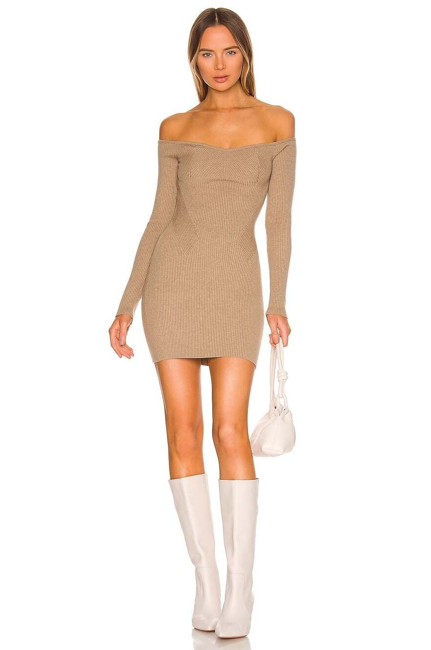 NBD Off-the-Shoulder Ribbed Knit Mini Dress Size S